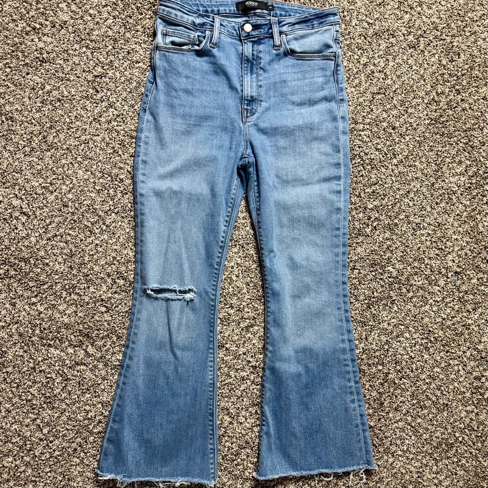 Hudson Los Angeles Holly Flare Distressed Lightwash Jeans